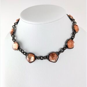 Yves Saint Laurent Vintage Pink Poured Resin Cabochon Necklace.